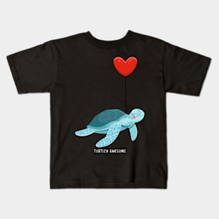 Turtle Watercolor Sea Ocean Underwater Valentine's Day Kids T-Shirt